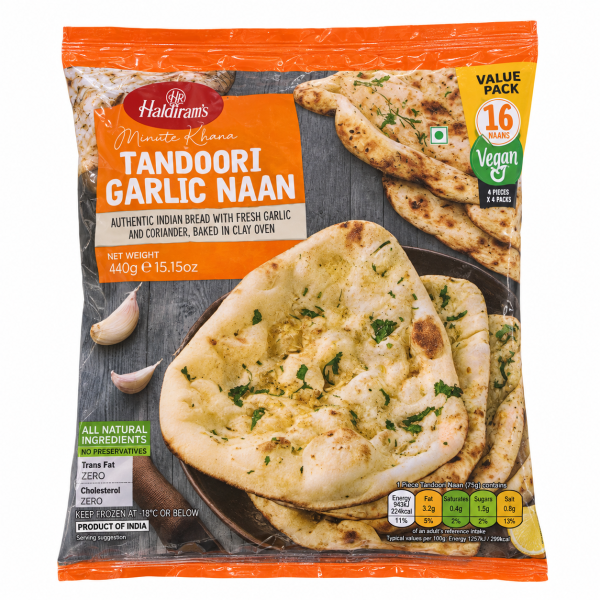 Haldiram's Tandoori Garlic Naan Value Pack 16 Pieces